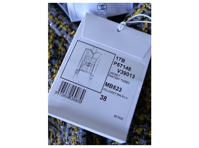 Chanel Fall 2017 17B CC Belt Tweed Jacke Grau Senf - Ansicht 14