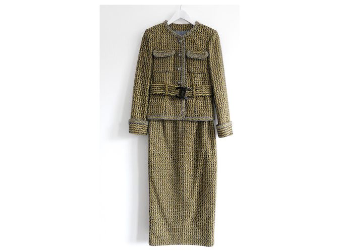Chanel Fall 2017 17B CC Belt Tweed Jacke Grau Senf - Ansicht 15