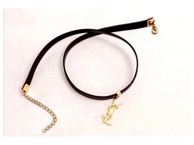 Collana Choker Yves Saint Laurent YSL Logo Nero - vista 4