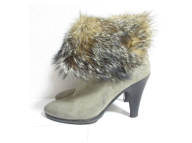 Autre Marque Buttero Suede Fox Fur Booties Brown - view 4