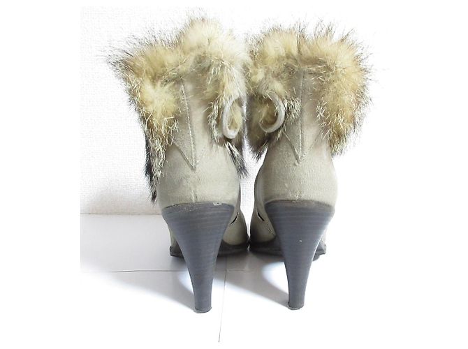 Autre Marque Buttero Suede Fox Fur Booties Brown - view 5