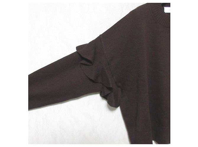 Autre Marque LE CIEL BLEU Strickpullover mit Rüschenband Braun - Ansicht 3
