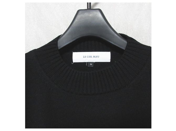 Autre Marque LE CIEL BLEU Strickpullover mit Rüschenband Schwarz - Ansicht 2