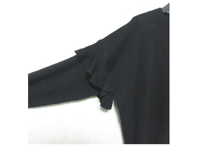 Autre Marque LE CIEL BLEU Strickpullover mit Rüschenband Schwarz - Ansicht 4