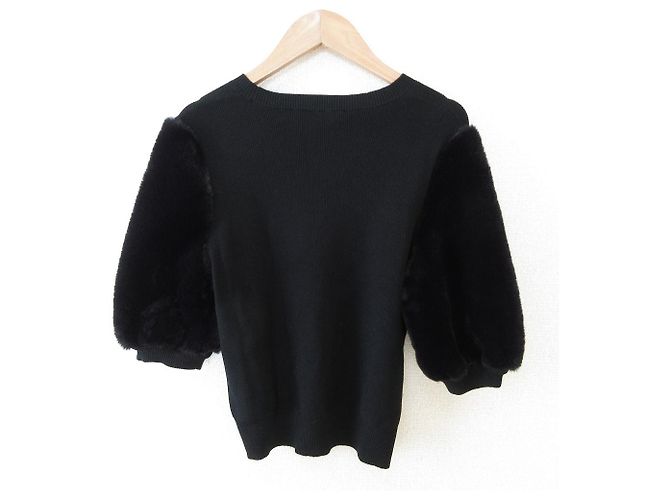 Autre Marque Aveniretoile Eco-Pelz Strickpullover Schwarz - Ansicht 2