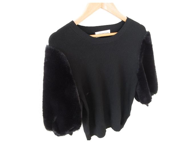 Autre Marque Aveniretoile Eco-Pelz Strickpullover Schwarz - Ansicht 3