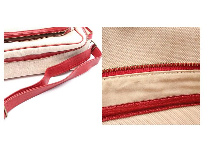 Hermès Borsa a tracolla Hermes Victoria Toile H Rosso Beige Crudo - vista 10