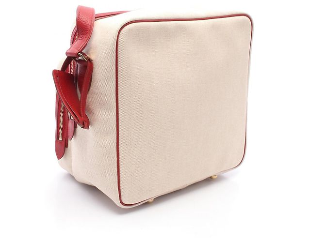 Hermès Borsa a tracolla Hermes Victoria Toile H Rosso Beige Crudo - vista 2