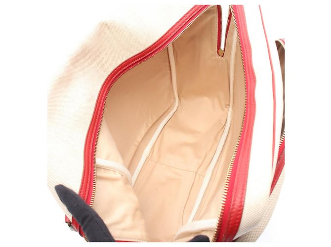Hermès Borsa a tracolla Hermes Victoria Toile H Rosso Beige Crudo - vista 3