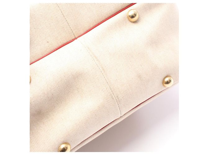 Hermès Borsa a tracolla Hermes Victoria Toile H Rosso Beige Crudo - vista 9
