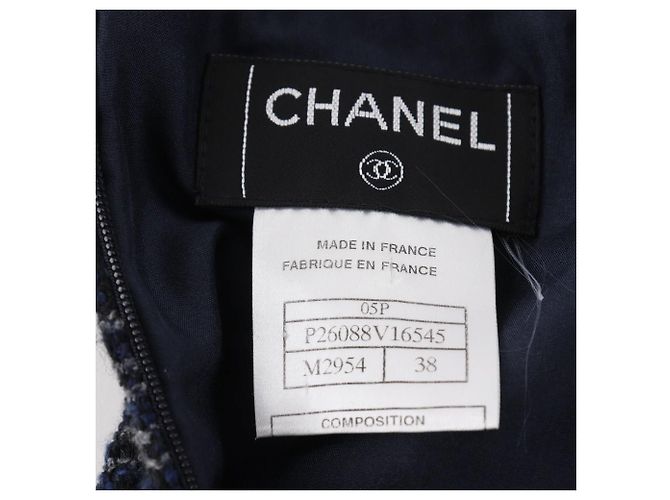 Falda de tweed Chanel algodón nailon Negro Azul marino - vista 11