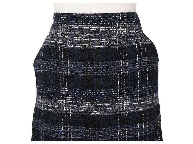 Falda de tweed Chanel algodón nailon Negro Azul marino - vista 2