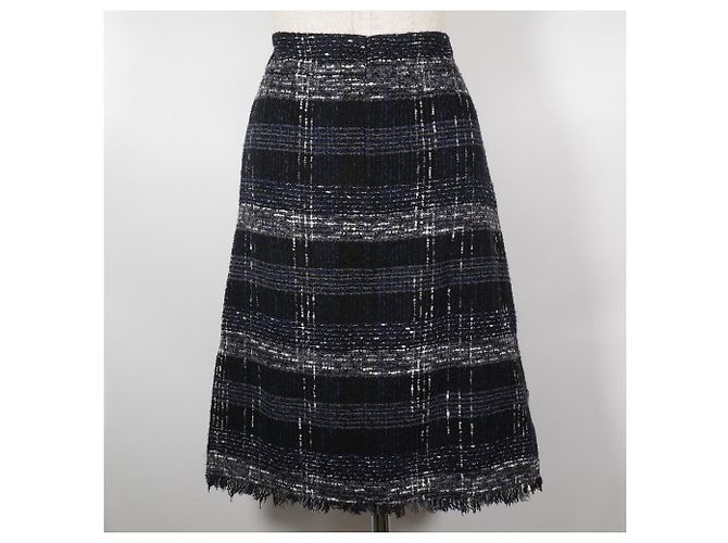 Falda de tweed Chanel algodón nailon Negro Azul marino - vista 3