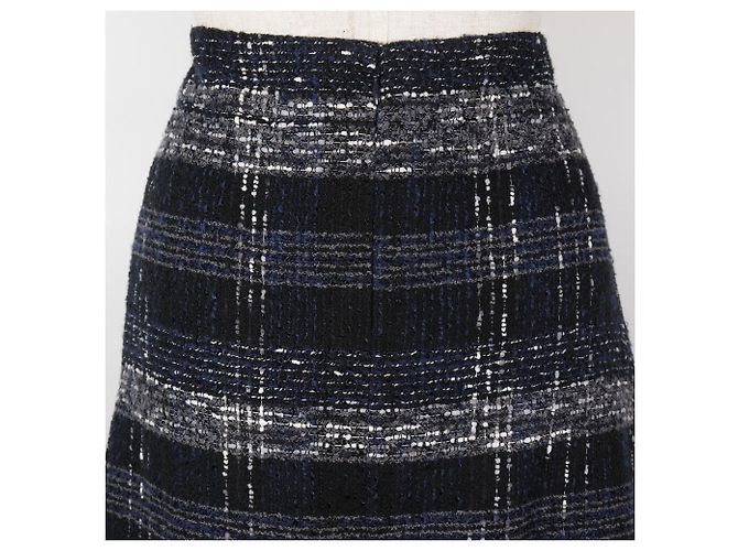 Falda de tweed Chanel algodón nailon Negro Azul marino - vista 4