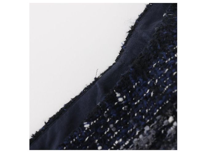 Falda de tweed Chanel algodón nailon Negro Azul marino - vista 6