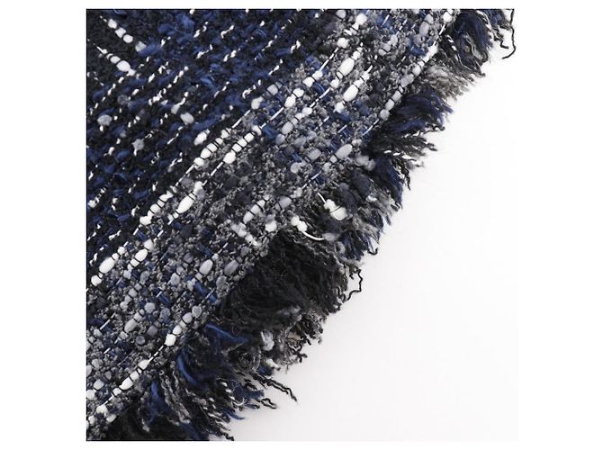 Falda de tweed Chanel algodón nailon Negro Azul marino - vista 8