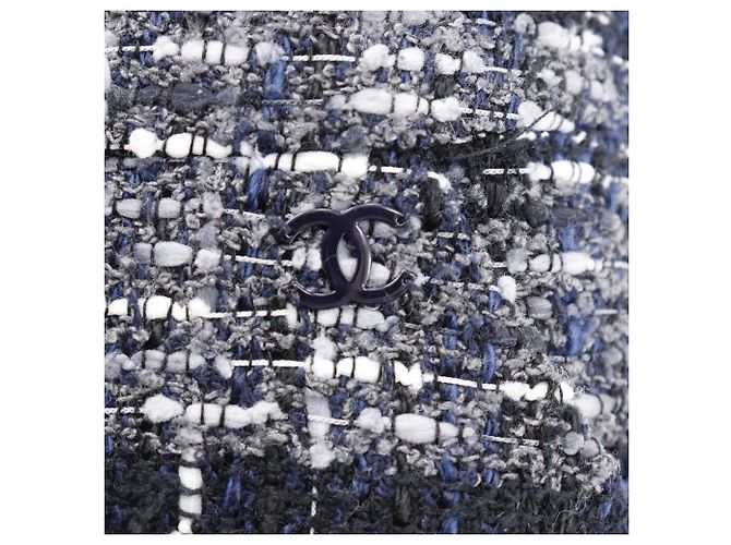 Falda de tweed Chanel algodón nailon Negro Azul marino - vista 9