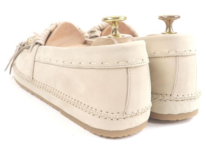 Mocassini in nubuck con logo Fendi Olock FF Beige - vista 6