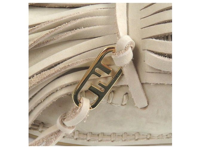 Mocassini in nubuck con logo Fendi Olock FF Beige - vista 7