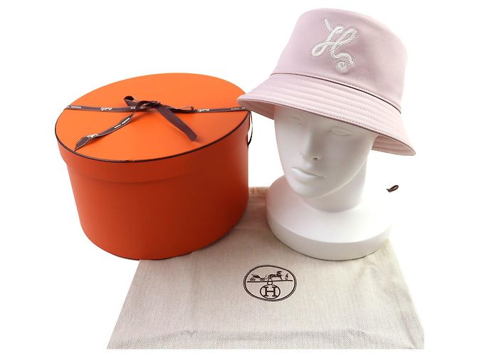 Hermès Cappello Bucket in Cotone Hermes Harper Nautic H logo Rosa - vista 2