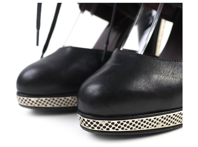 Chanel Matelasse Leder Pumps Schwarz Silber - Ansicht 6