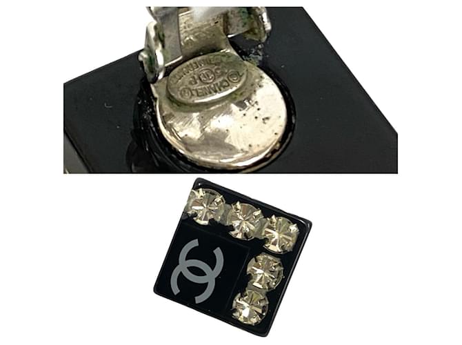Chanel Coco Mark Eckige Ohrringe Schwarz - Ansicht 3