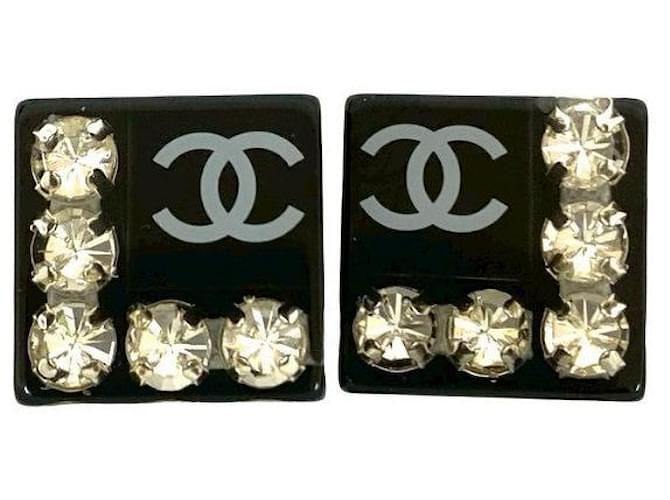 Chanel Coco Mark Eckige Ohrringe Schwarz - Ansicht 5