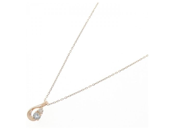 Autre Marque Collana in oro rosa K10 4C con acquamarina e diamante - vista 2