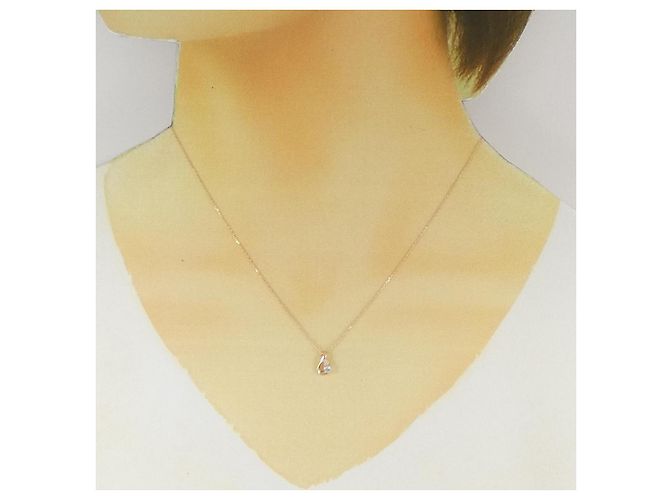 Autre Marque Collana in oro rosa K10 4C con acquamarina e diamante - vista 6