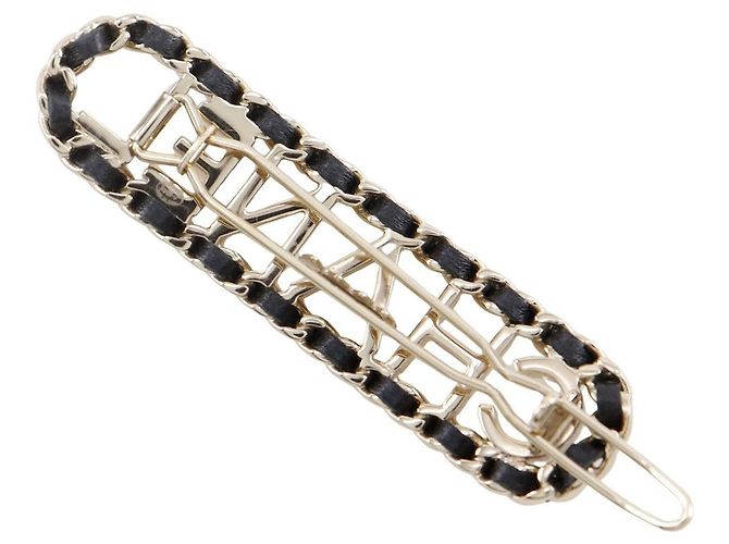 Chanel CHANEL Logo Chain Barrette Barrette Nero - vista 2