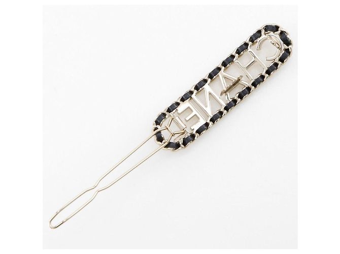 Chanel CHANEL Logo Chain Barrette Barrette Nero - vista 3