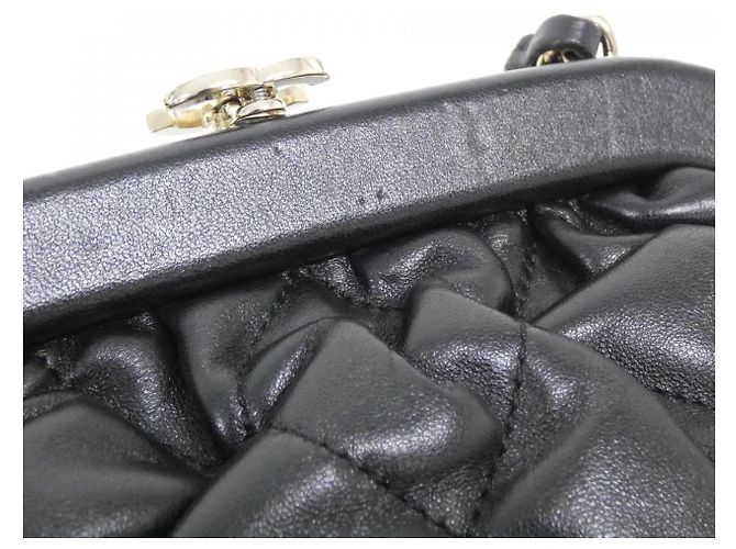 Borsa a tracolla Chanel in agnello Nero D'oro - vista 3