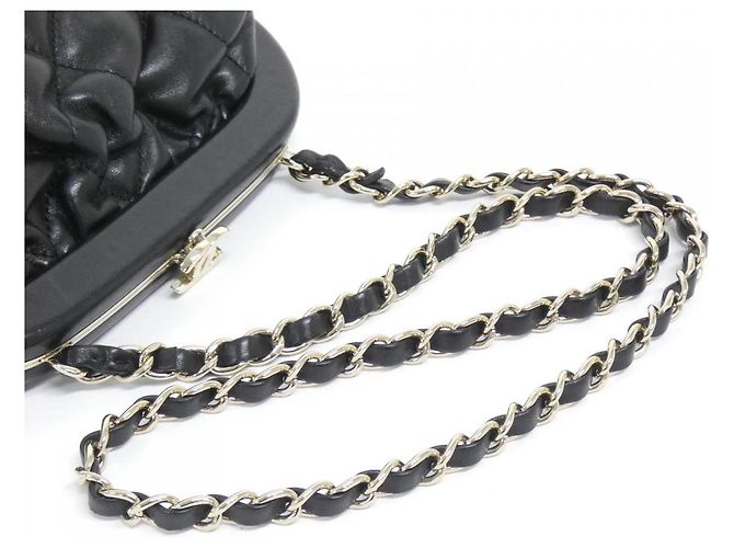 Borsa a tracolla Chanel in agnello Nero D'oro - vista 5
