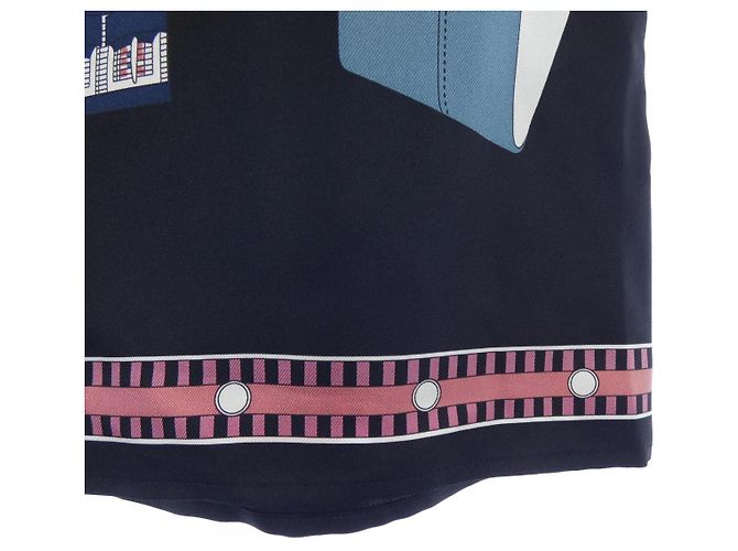 Hermès Falda de seda LETTRES EQUESTRES Hermes 38 Negro Rosa - vista 6