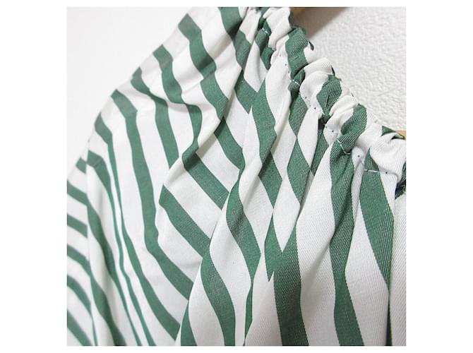 Autre Marque Camicetta a righe in seta e cotone Drawer Bianco Verde - vista 3