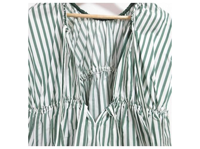 Autre Marque Camicetta a righe in seta e cotone Drawer Bianco Verde - vista 4