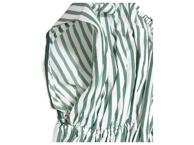 Autre Marque Camicetta a righe in seta e cotone Drawer Bianco Verde - vista 5