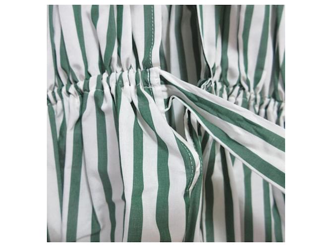 Autre Marque Camicetta a righe in seta e cotone Drawer Bianco Verde - vista 6