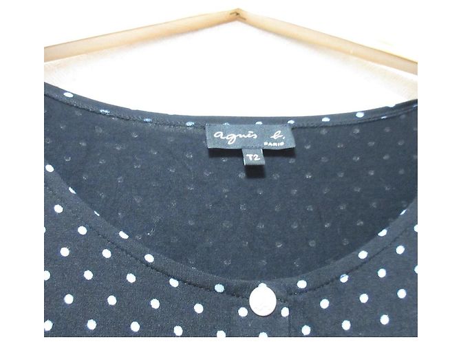 Autre Marque Ärmelloses Langarmkleid aus Stretch-Jersey mit Punktmuster agnes b. Schwarz - Ansicht 3
