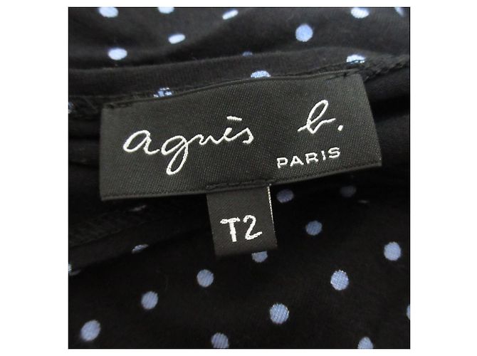 Autre Marque Ärmelloses Langarmkleid aus Stretch-Jersey mit Punktmuster agnes b. Schwarz - Ansicht 7