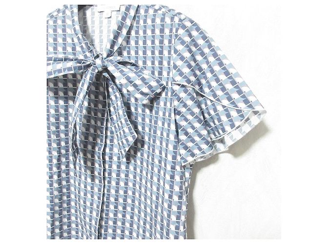 Autre Marque Blusa con lazo de algodón con estampado geométrico NARACAMICIE Azul Azul marino - vista 3