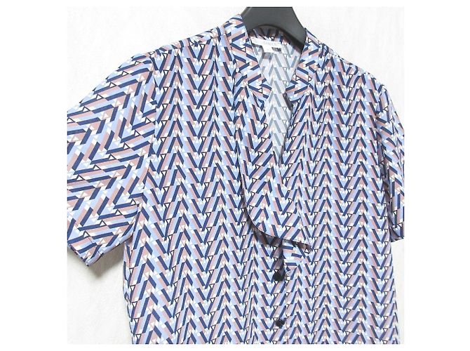 Autre Marque Camicetta NARACAMICIE con volant e pannelli geometrici Blu Blu navy - vista 3