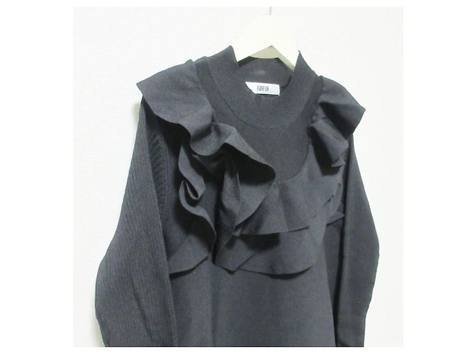 Autre Marque FURFUR Rüschen Mini Kleid Strickkleid Schwarz - Ansicht 4