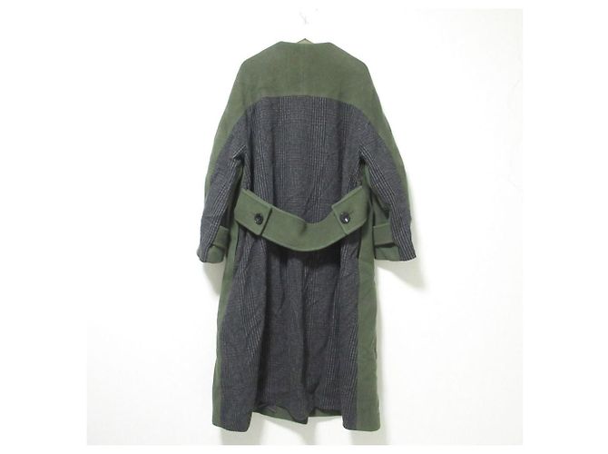 Autre Marque Abrigo largo sin cuello a cuadros UNITED TOKYO Back Castaño - vista 2