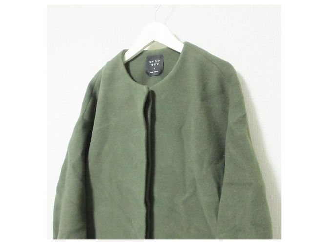 Autre Marque Abrigo largo sin cuello a cuadros UNITED TOKYO Back Castaño - vista 4