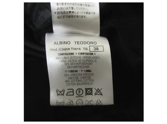 Autre Marque ALBINO TEODORO Abrigo Largo Doble de mezcla de mohair Negro - vista 7