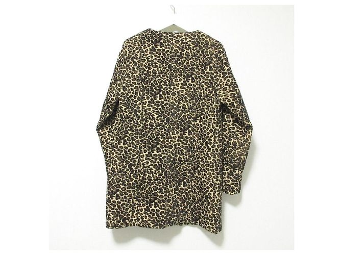 Autre Marque VICKY Chaqueta sin cuello con cuello en V en jacquard de leopardo Beige - vista 2