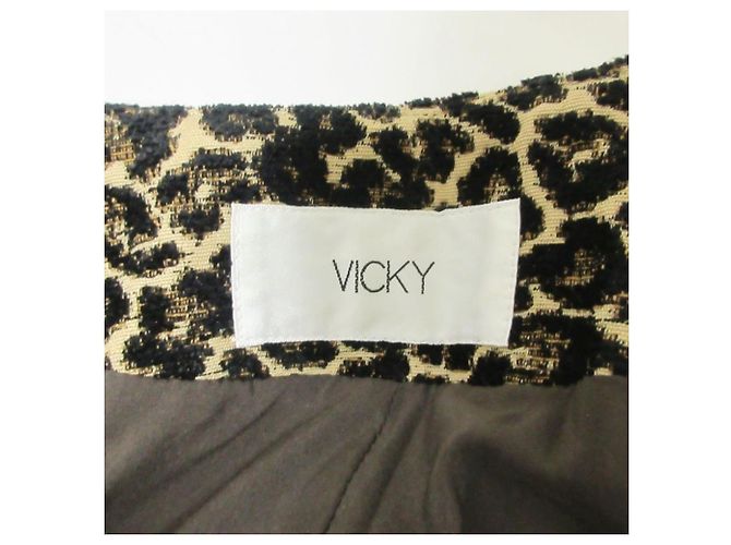 Autre Marque VICKY Chaqueta sin cuello con cuello en V en jacquard de leopardo Beige - vista 3
