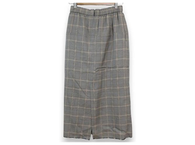 Autre Marque Falda larga de lana y rayón con estampado Glen Check ebure Castaño - vista 2