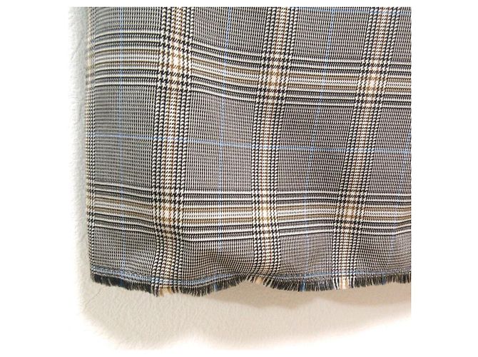 Autre Marque Falda larga de lana y rayón con estampado Glen Check ebure Castaño - vista 4